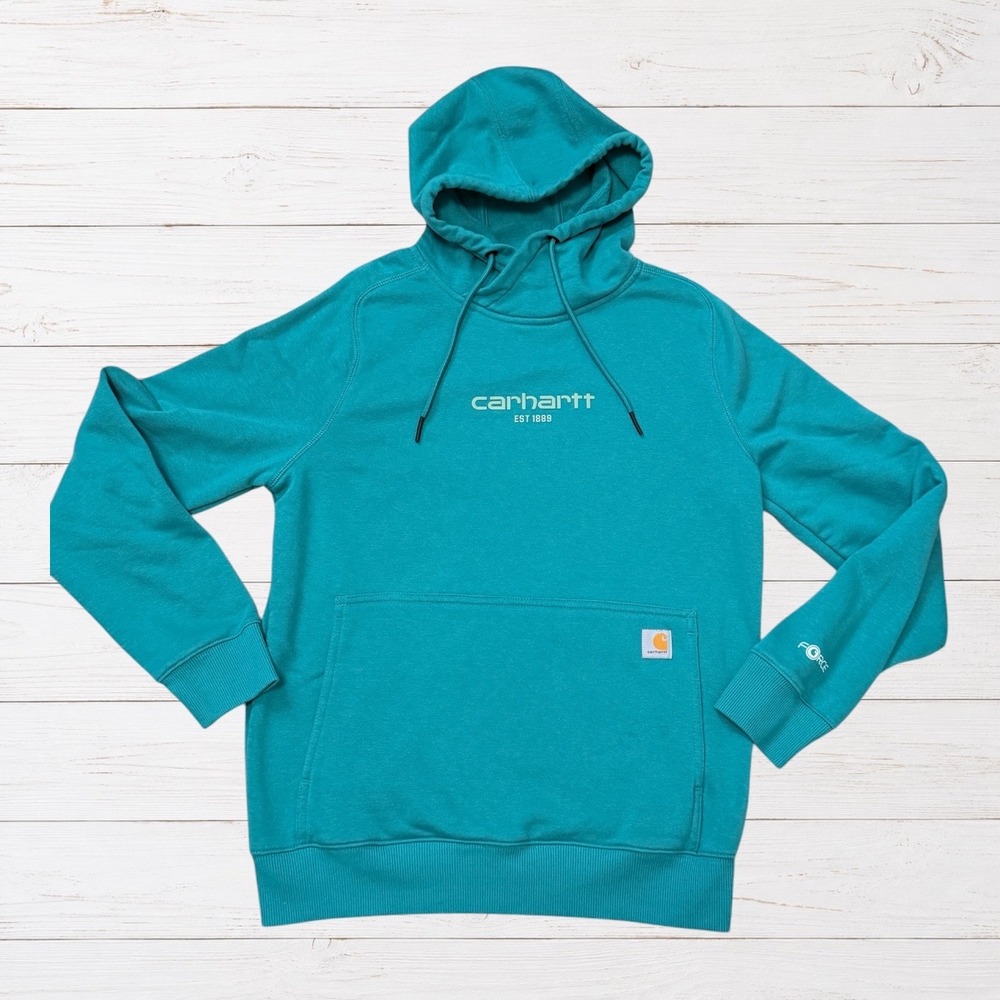 Carhartt Force Teal Hoodie Womens S Relaxed Fit Workwear Gorpcore TS5569